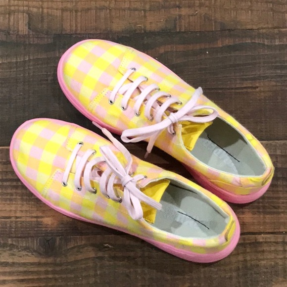 Camper Runner Up Gingham Sneakers Pink/Yellow NEW - Picture 2 of 3